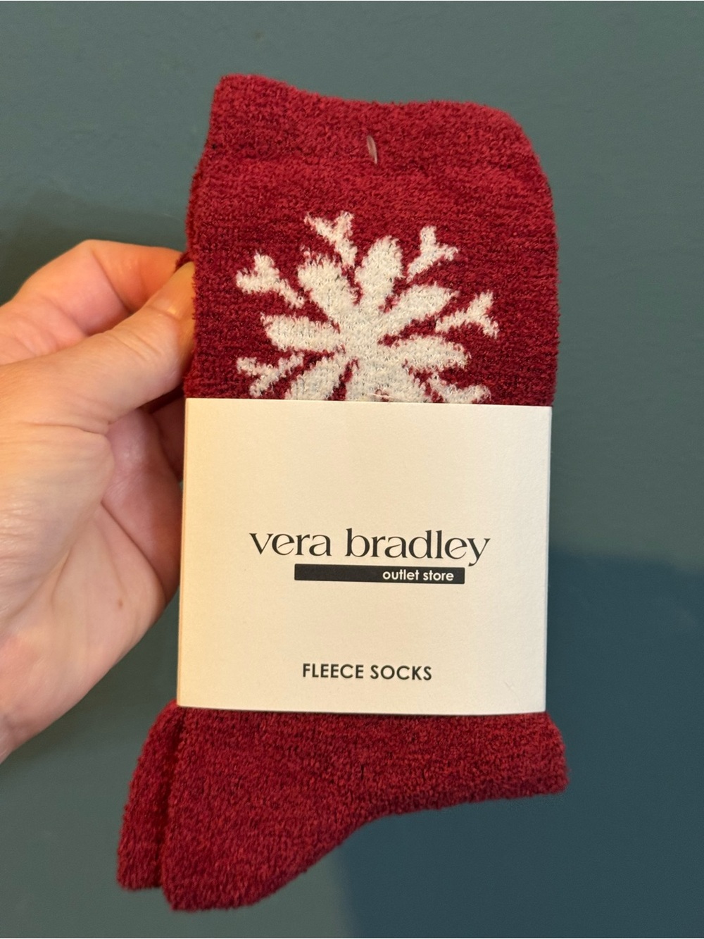 NWT Vera Bradley Womens Red Fleece Socks with Snowflake